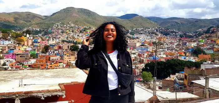 Female student overlooking Guanajuato the city of colours