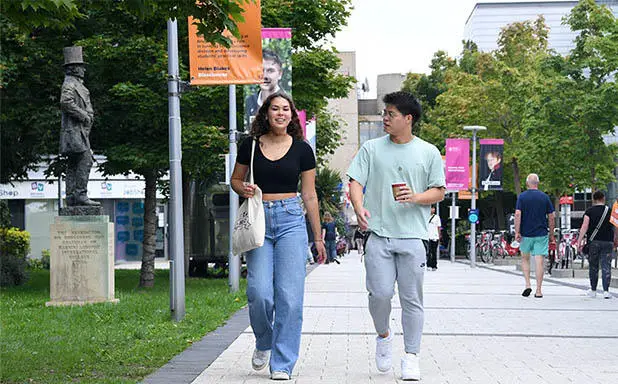 Students walking on campus