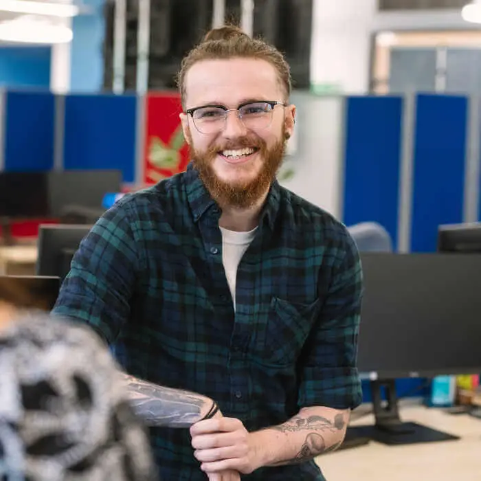 smiling student in an office