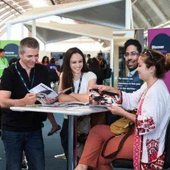 Prospective students and academics at open day